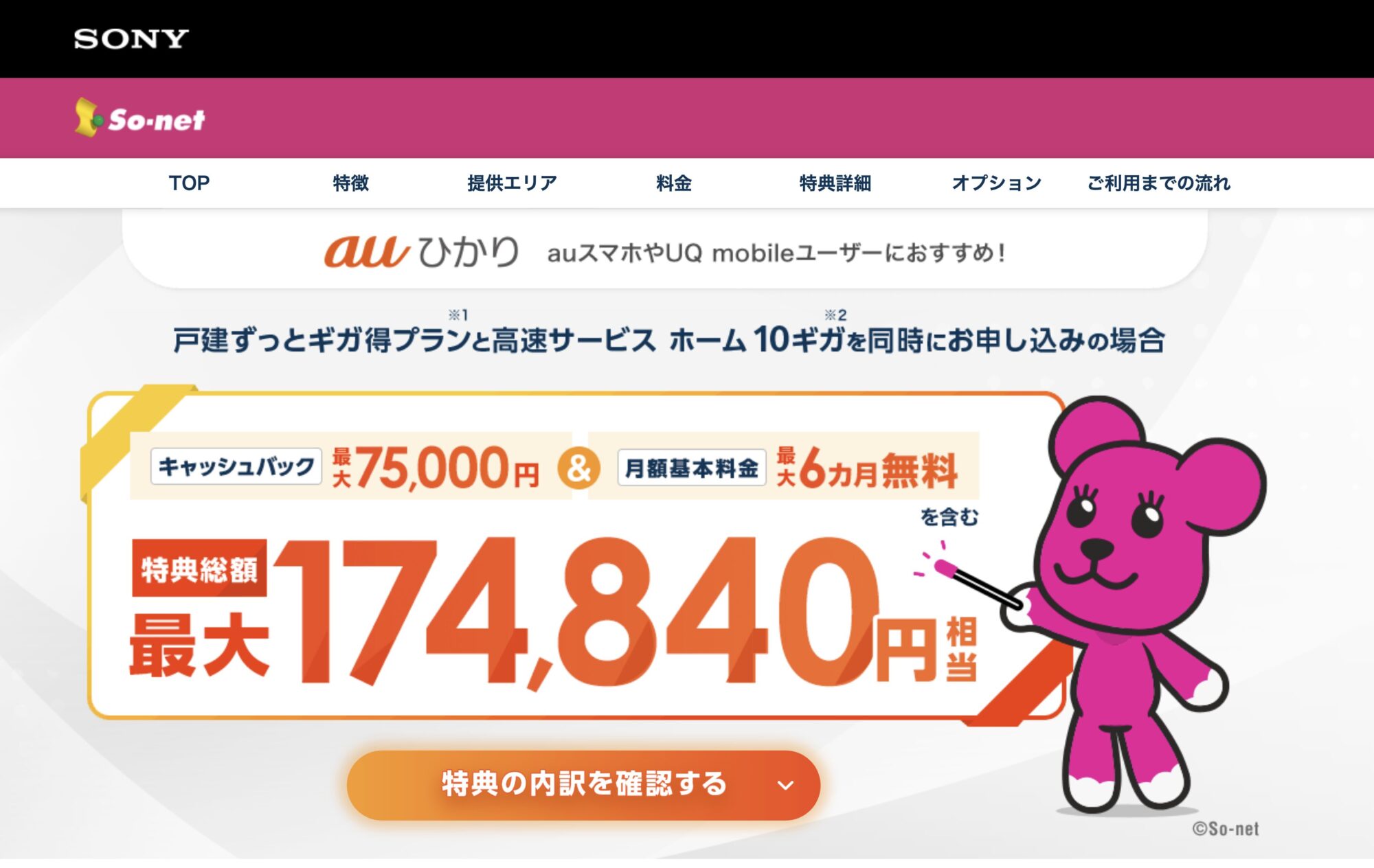 auひかり（So-net） 公式サイト